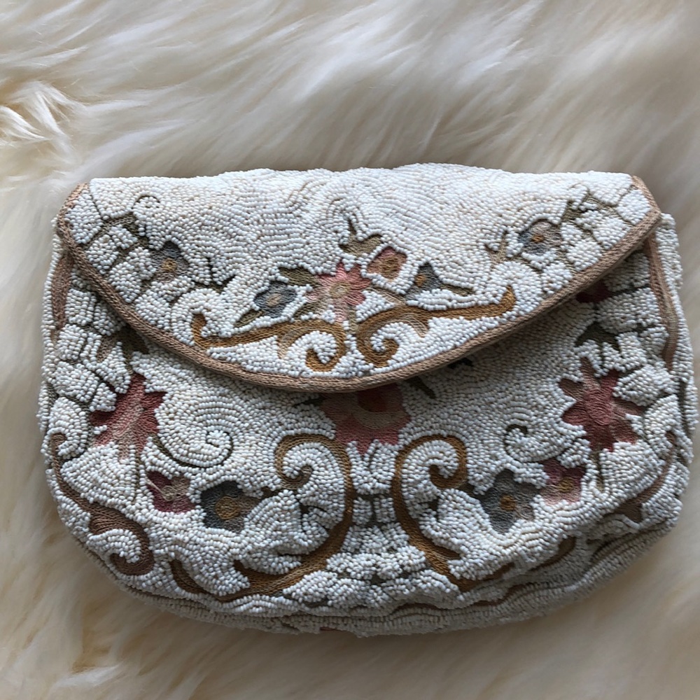 Vintage micro beaded Small Pouch